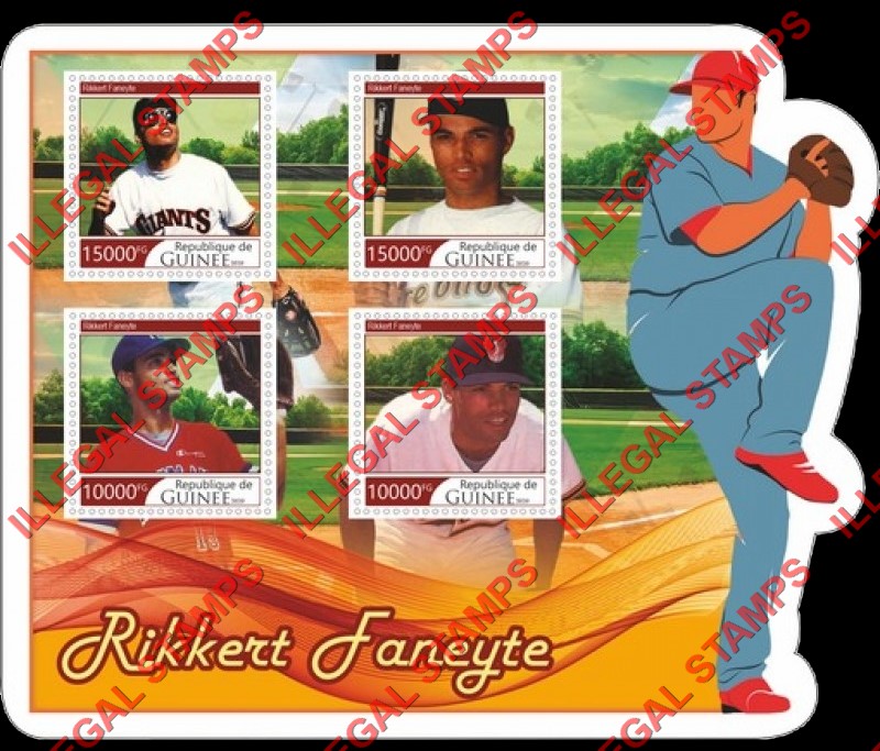 Guinea Republic 2020 Baseball Rikkert Faneyte Illegal Stamp Souvenir Sheet of 4