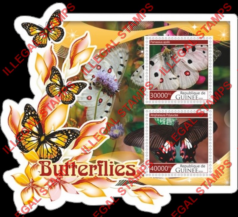 Guinea Republic 2020 Butterflies (different) Illegal Stamp Souvenir Sheet of 2