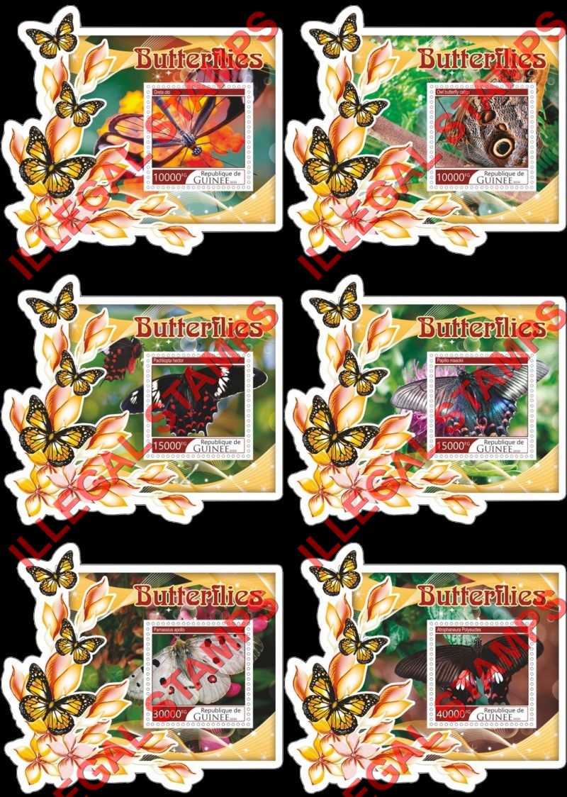 Guinea Republic 2020 Butterflies (different) Illegal Stamp Souvenir Sheets of 1