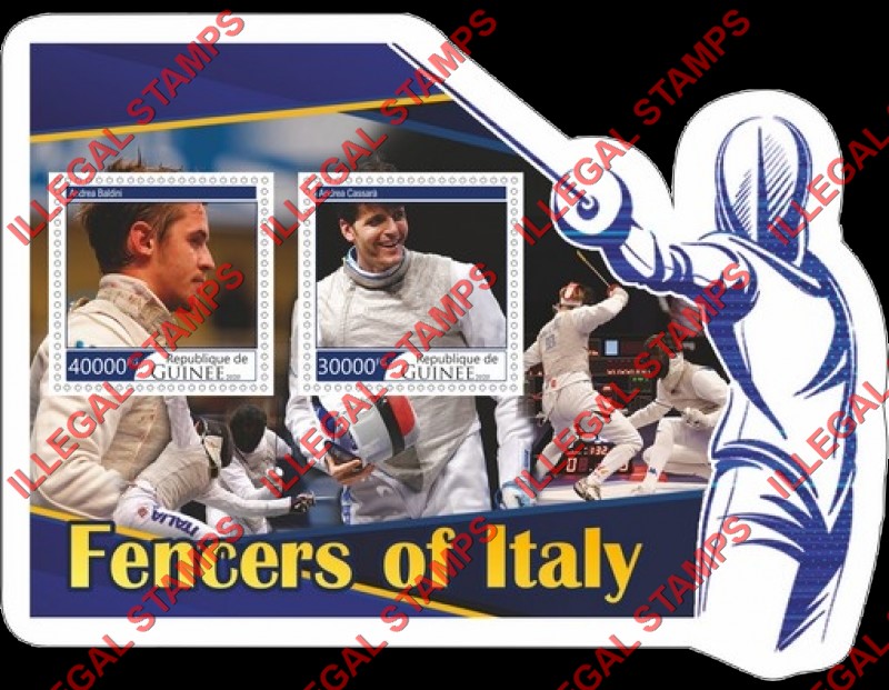 Guinea Republic 2020 Fencing Fencers of Italy Illegal Stamp Souvenir Sheet of 2