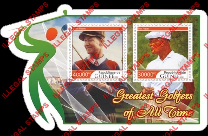Guinea Republic 2020 Greatest Golfers Illegal Stamp Souvenir Sheet of 2
