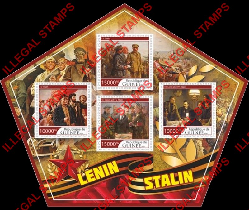 Guinea Republic 2020 Lenin and Stalin Illegal Stamp Souvenir Sheet of 4