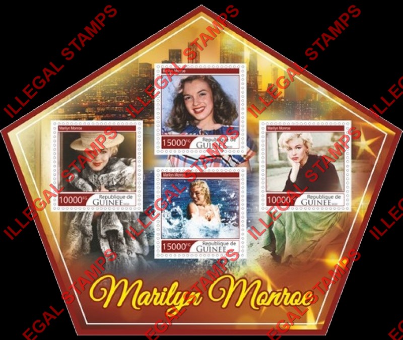 Guinea Republic 2020 Marilyn Monroe Illegal Stamp Souvenir Sheet of 4