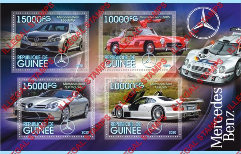 Guinea Republic 2020 Mercedes Benz Illegal Stamp Souvenir Sheet of 4