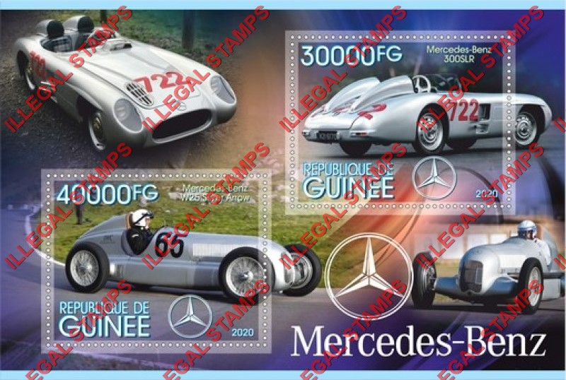 Guinea Republic 2020 Mercedes Benz Illegal Stamp Souvenir Sheet of 2