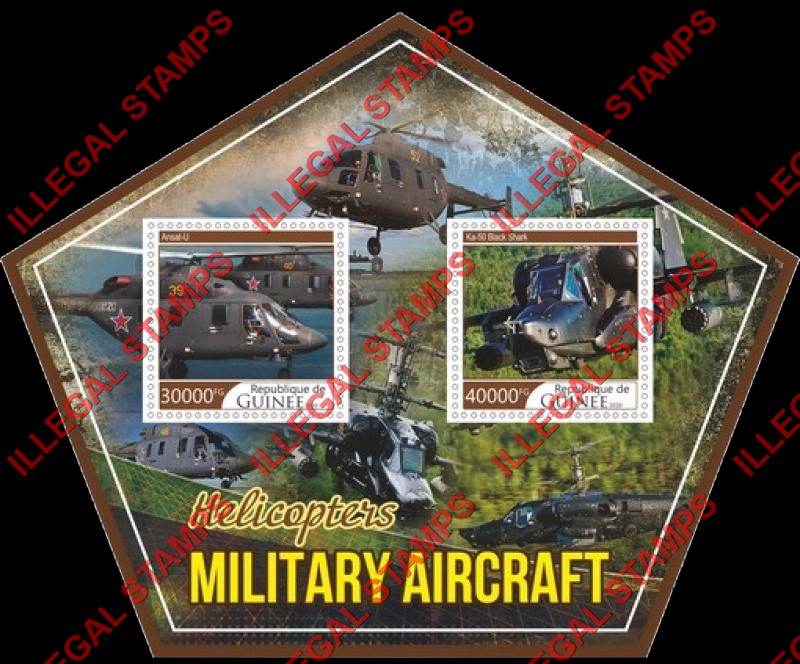 Guinea Republic 2020 Military Aircraft Helicopters Illegal Stamp Souvenir Sheet of 2