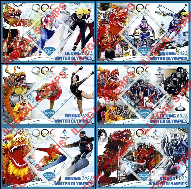 Guinea Republic 2020 Olympic Games in Beijing in 2022 Illegal Stamp Souvenir Sheets of 1