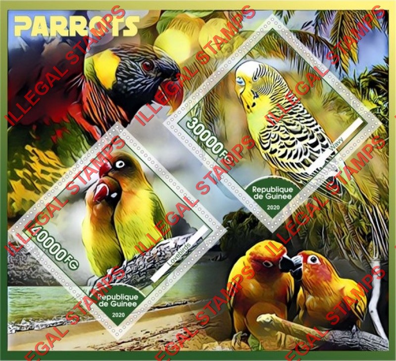 Guinea Republic 2020 Parrots Illegal Stamp Souvenir Sheet of 2