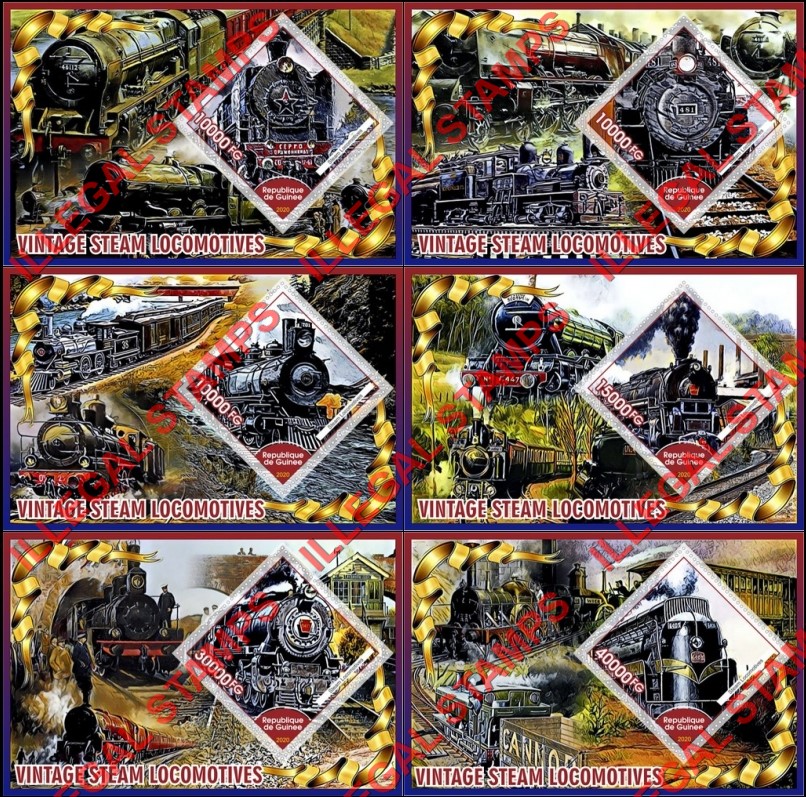 Guinea Republic 2020 Steam Locomotives Illegal Stamp Souvenir Sheets of 1