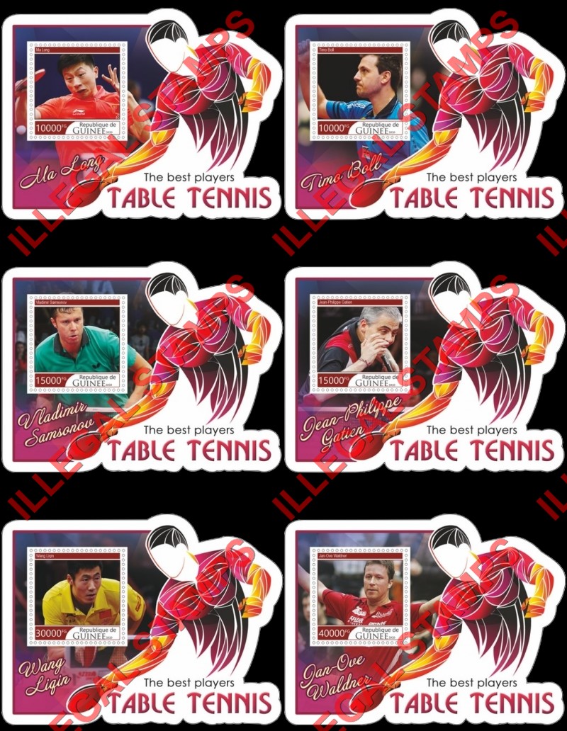 Guinea Republic 2020 Table Tennis Best Players Illegal Stamp Souvenir Sheets of 1