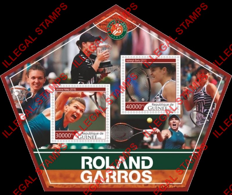 Guinea Republic 2020 Tennis Players Roland Garros Tournament Illegal Stamp Souvenir Sheet of 2
