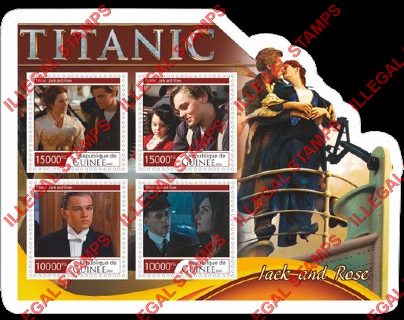 Guinea Republic 2020 Titanic Movie (different a) Illegal Stamp Souvenir Sheet of 4