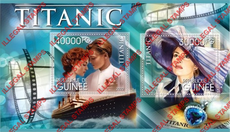 Guinea Republic 2020 Titanic Movie (different) Illegal Stamp Souvenir Sheet of 2