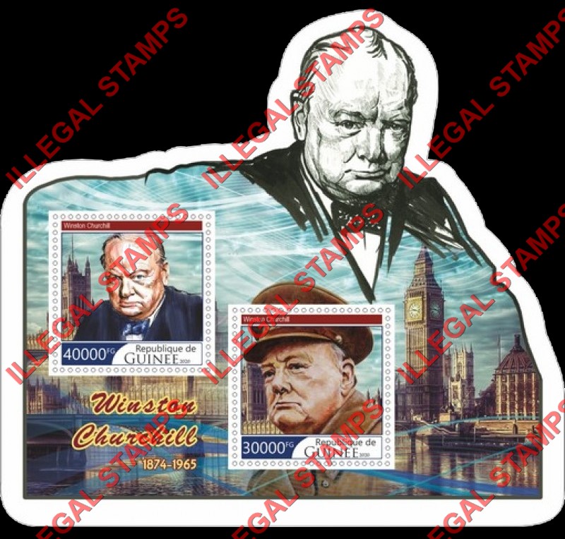 Guinea Republic 2020 Winston Churchill Illegal Stamp Souvenir Sheet of 2