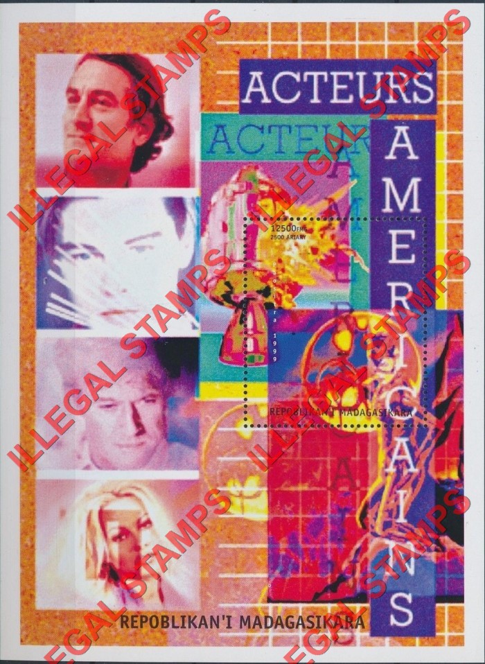 Madagascar 1999 American Actors Illegal Stamp Souvenir Sheet