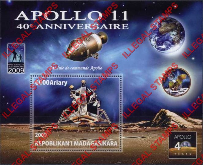 Madagascar 2009 Apollo 11 Illegal Stamp Souvenir Sheet of One