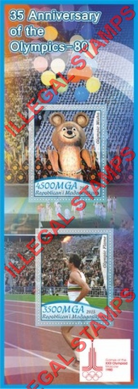 Madagascar 2015 Olympics 35th Anniversary of Moscow Olympics Illegal Stamp Souvenir Sheet of 2