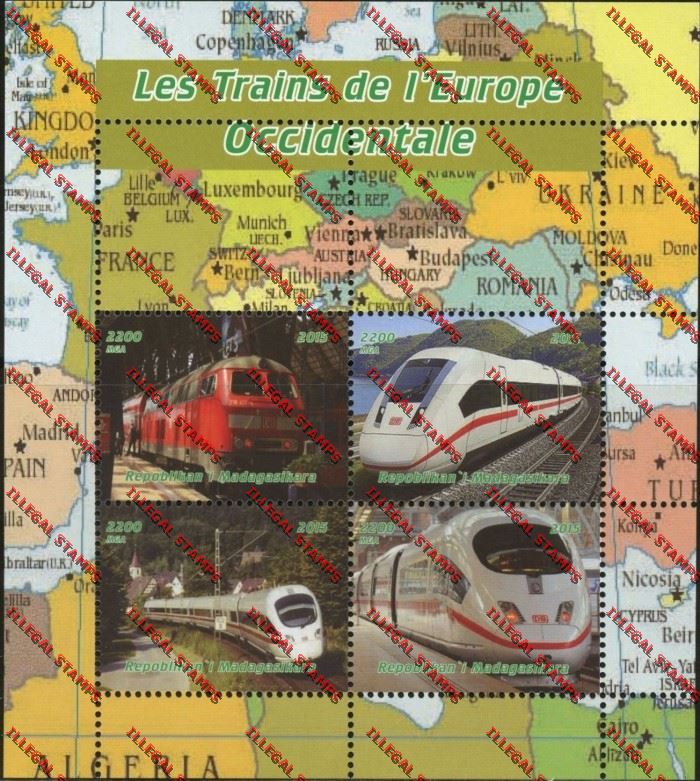 Madagascar 2015 Trains of Europe Illegal Stamp Souvenir Sheetlet