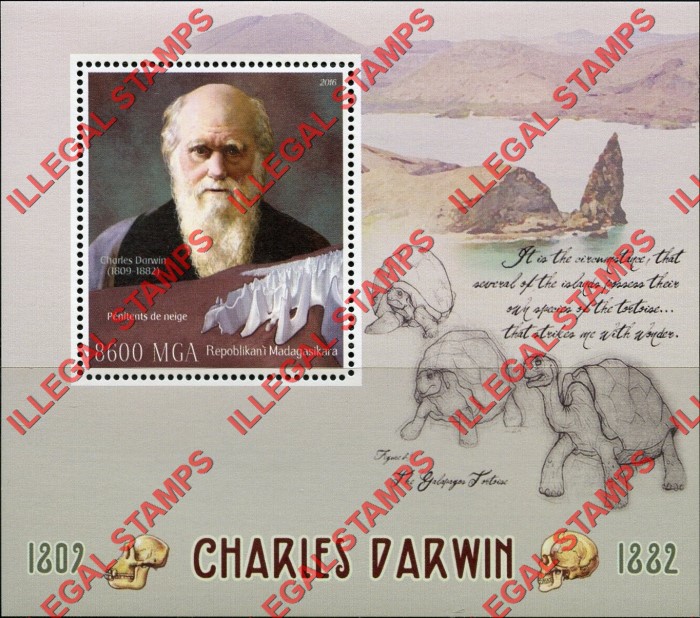 Madagascar 2016 Charles Darwin Illegal Stamp Souvenir Sheet of 1