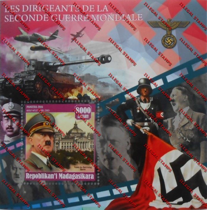 Madagascar 2016 The Leaders of the Second World War Hitler Illegal Stamp Souvenir Sheet
