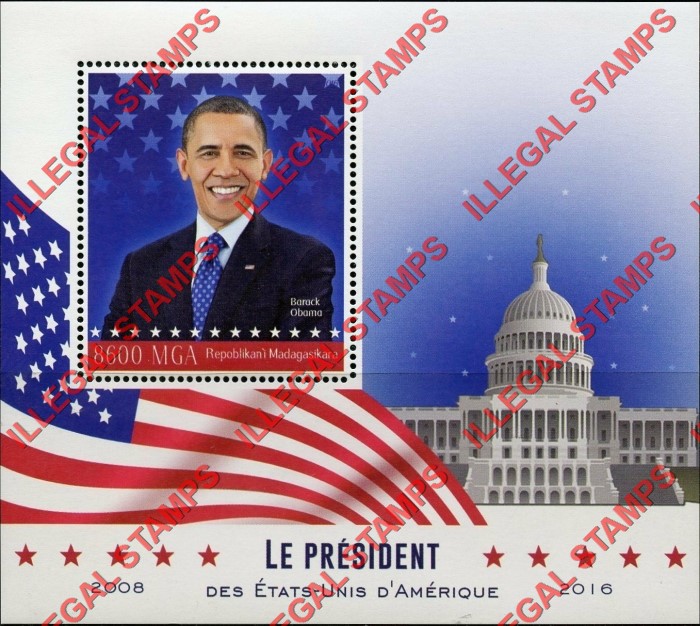 Madagascar 2016 Barack Obama Illegal Stamp Souvenir Sheet of 1
