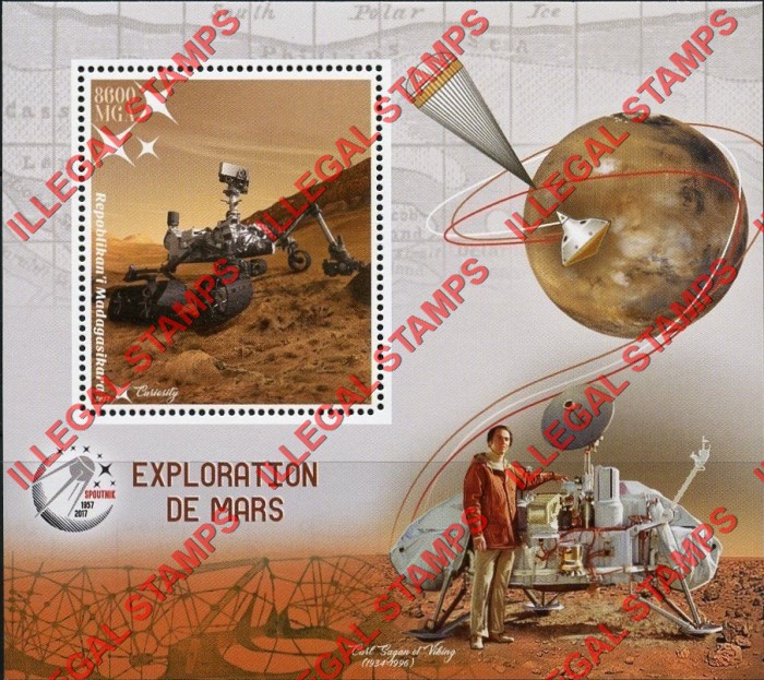 Madagascar 2017 Exploration of Mars Illegal Stamp Souvenir Sheet of 1