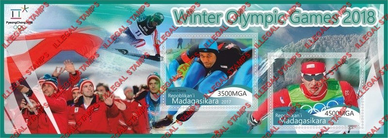 Madagascar 2017 Olympic Games in PyeongChang in 2018 Illegal Stamp Souvenir Sheet of 2