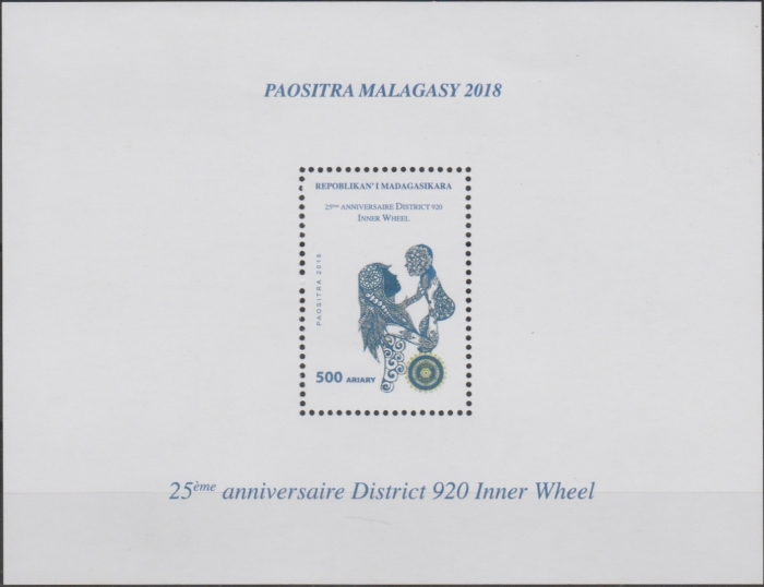 Madagascar 2018 15th Anniversary of District 920 Indian Ocean of the International Inner Wheel: Reunion-Madagascar Souvenir Sheet Scott 1653a
