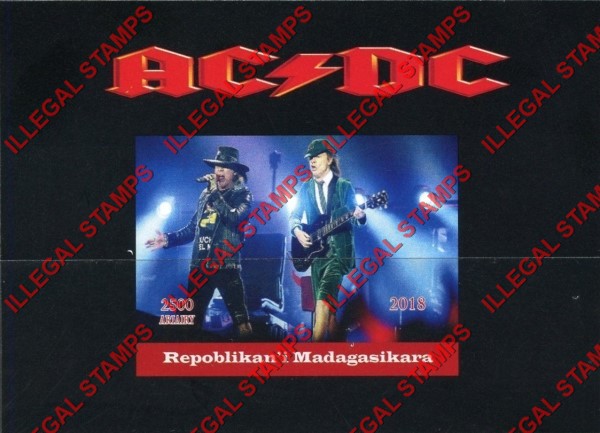 Madagascar 2018 AC/DC Illegal Stamp Souvenir Sheet of 1