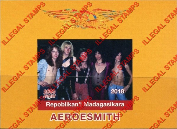 Madagascar 2018 Aeroesmith Illegal Stamp Souvenir Sheet of 1