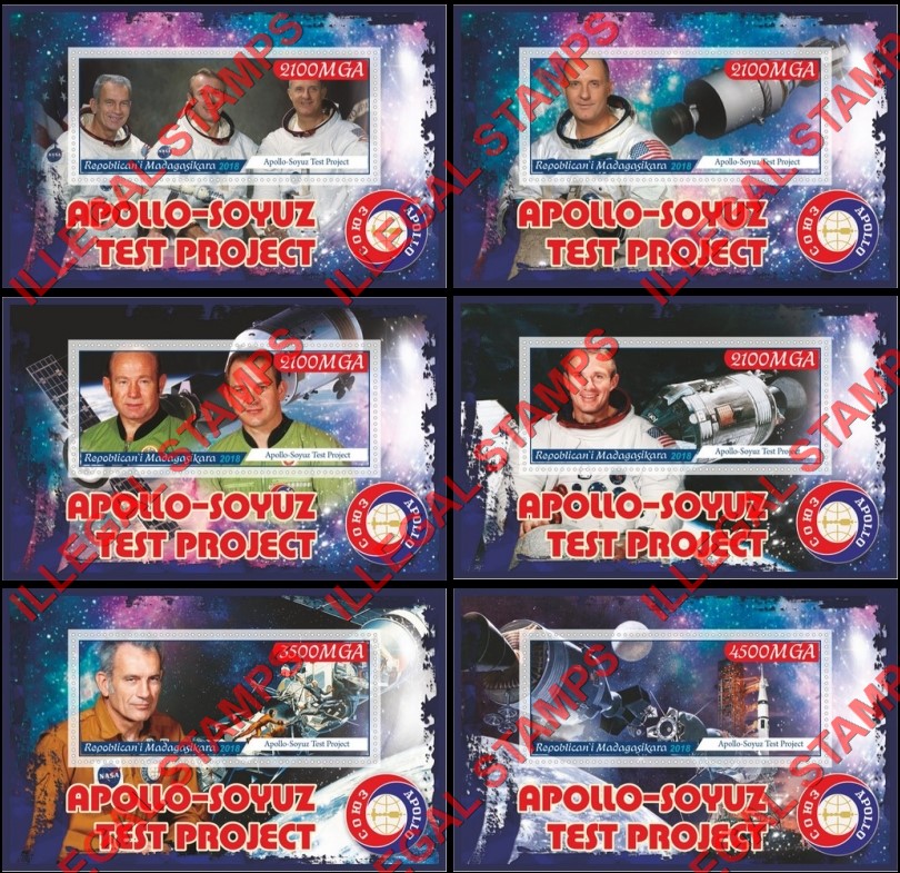 Madagascar 2018 Apollo-Soyuz Test Project Illegal Stamp Souvenir Sheets of 1