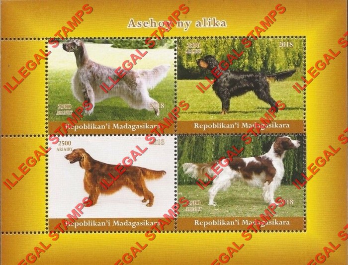 Madagascar 2018 Dogs Illegal Stamp Souvenir Sheet of 4
