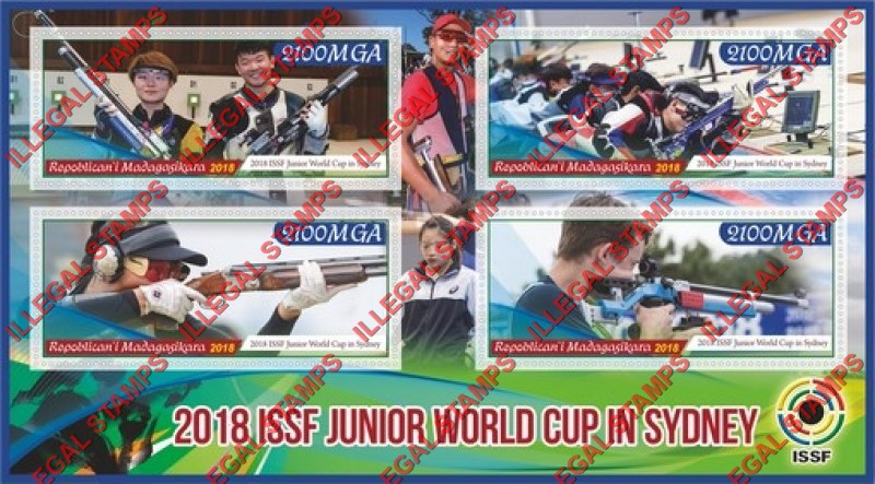 Madagascar 2018 ISSF Junior World Cup in Sydney Illegal Stamp Souvenir Sheet of 4