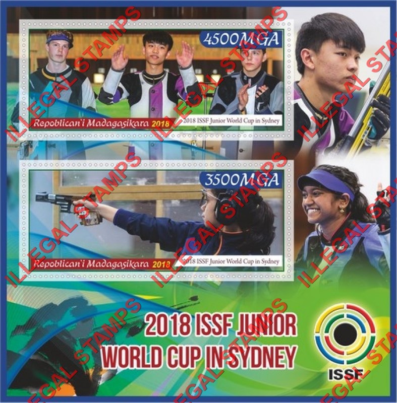 Madagascar 2018 ISSF Junior World Cup in Sydney Illegal Stamp Souvenir Sheet of 2