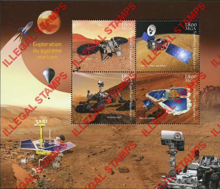 Madagascar 2018 Exploration of Mars Illegal Stamp Souvenir Sheet of 4