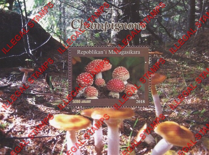 Madagascar 2018 Mushrooms Illegal Stamp Souvenir Sheet of 1