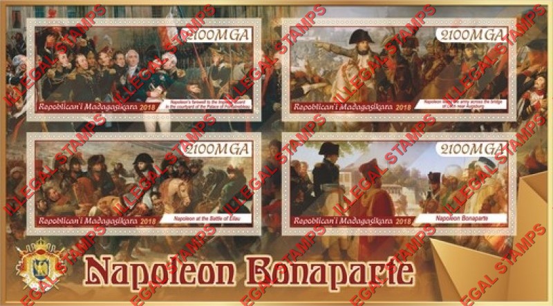 Madagascar 2018 Napoleon Bonaparte Illegal Stamp Souvenir Sheet of 4