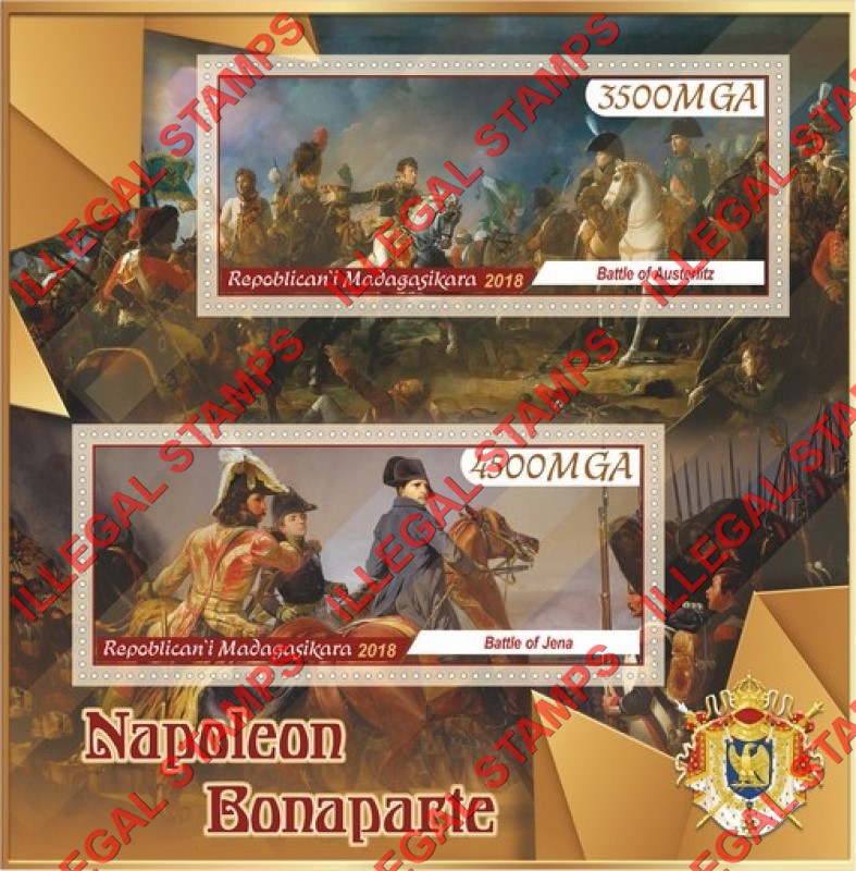 Madagascar 2018 Napoleon Bonaparte Illegal Stamp Souvenir Sheet of 2