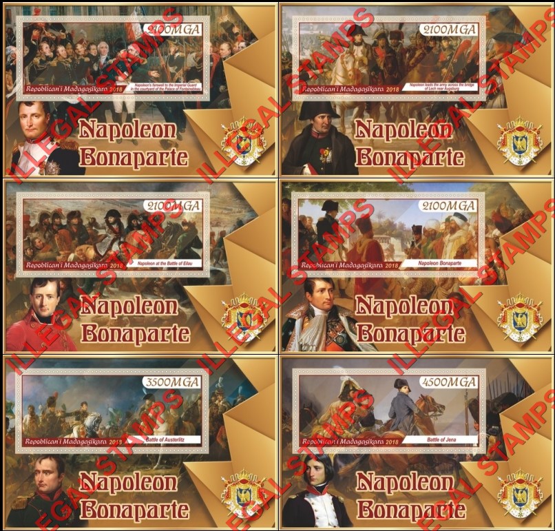 Madagascar 2018 Napoleon Bonaparte Illegal Stamp Souvenir Sheets of 1