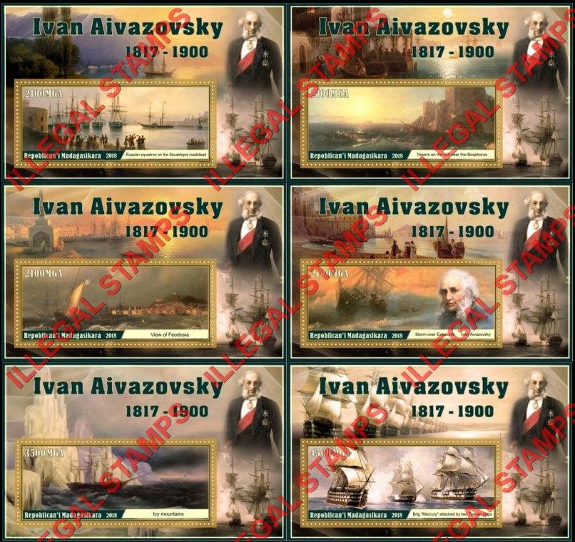 Madagascar 2018 Paintings by Ivan Aivazovsky Illegal Stamp Souvenir Sheets of 1