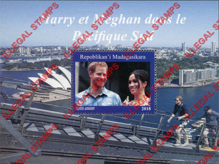 Madagascar 2018 Prince Harry and Meghan Markle Illegal Stamp Souvenir Sheet of 1