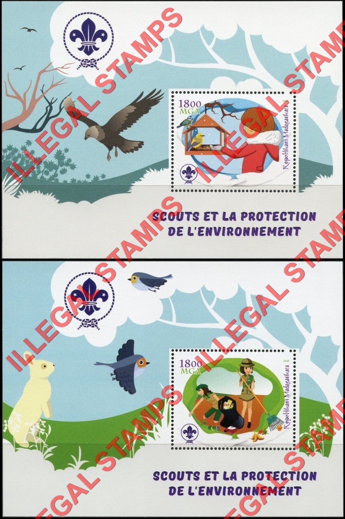 Madagascar 2018 Scouts Protection of the Environment Illegal Stamp Souvenir Sheets of 1 (Part 1)