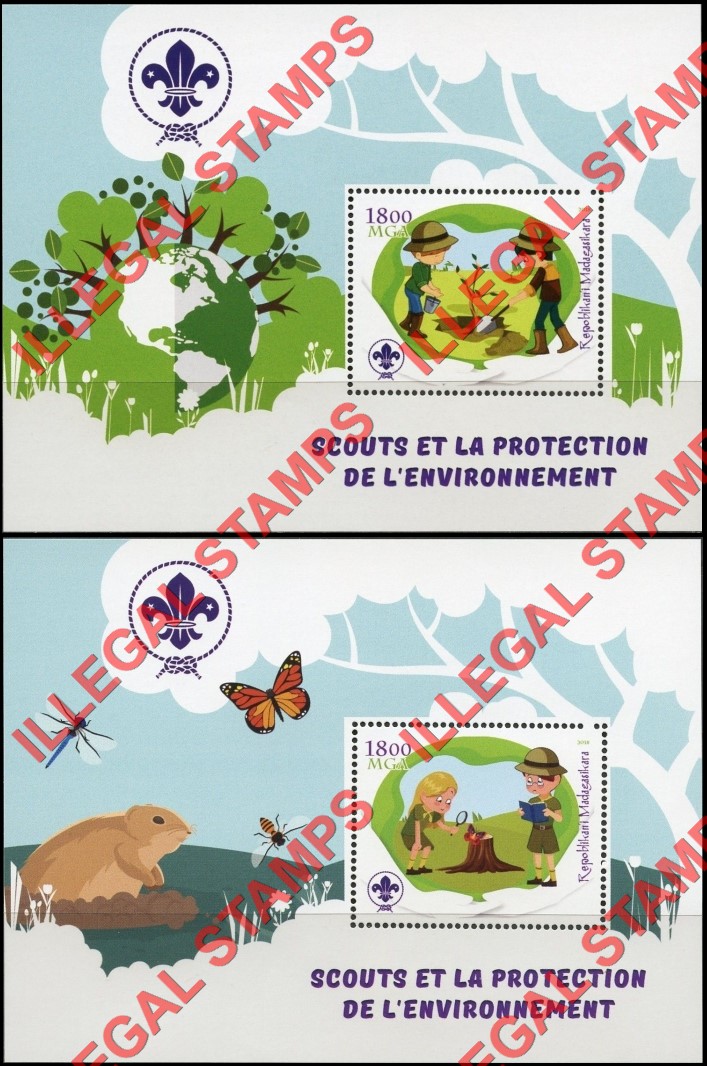 Madagascar 2018 Scouts Protection of the Environment Illegal Stamp Souvenir Sheets of 1 (Part 2)