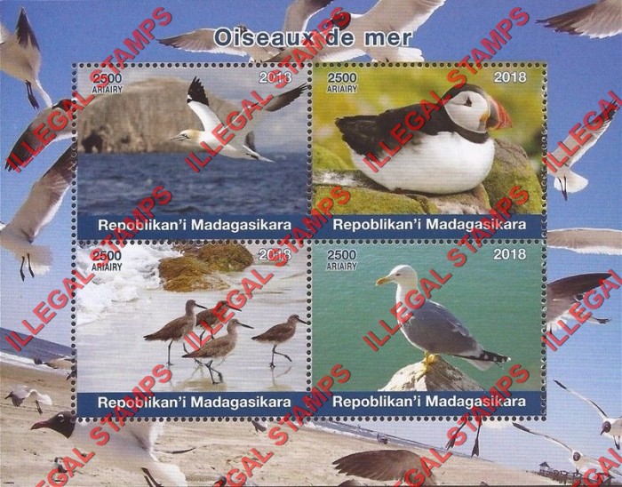 Madagascar 2018 Sea Birds Illegal Stamp Souvenir Sheet of 4
