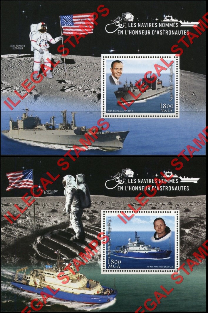 Madagascar 2018 Ships Named After Astronauts Illegal Stamp Souvenir Sheets of 1 (Part 1)