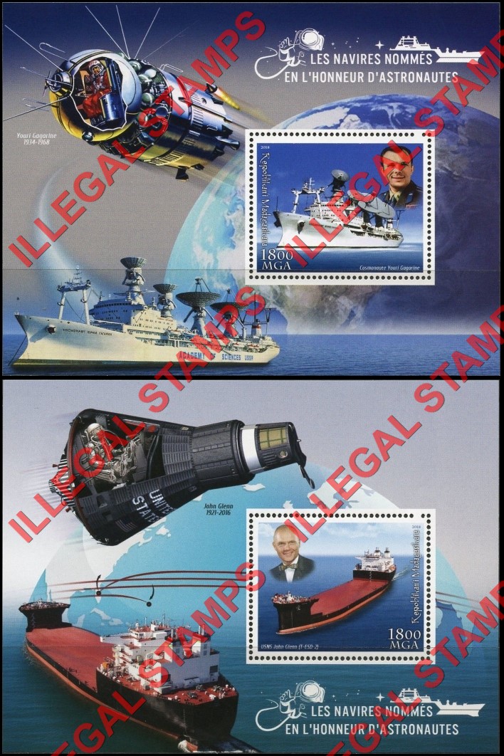 Madagascar 2018 Ships Named After Astronauts Illegal Stamp Souvenir Sheets of 1 (Part 2)