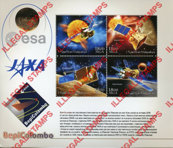 Madagascar 2018 Space BepiColombo Illegal Stamp Souvenir Sheet of 4