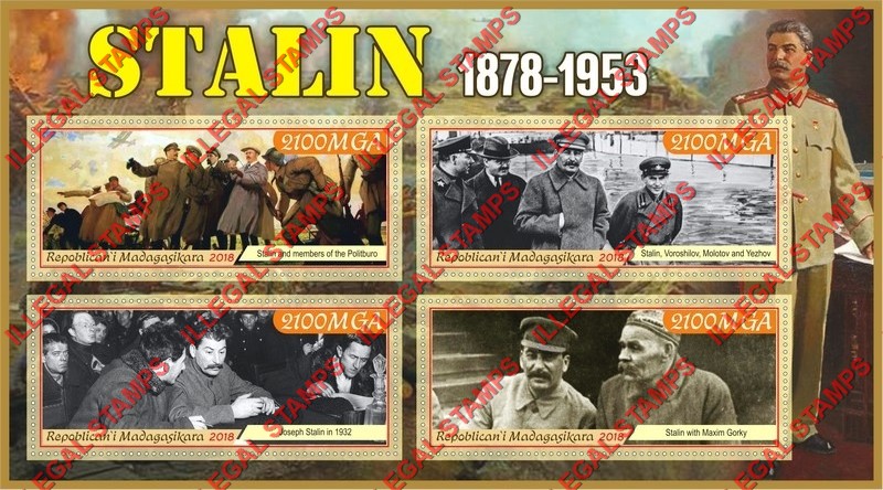 Madagascar 2018 Stalin Illegal Stamp Souvenir Sheet of 4