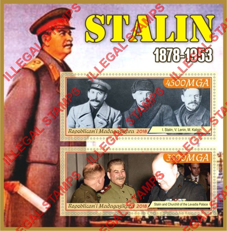 Madagascar 2018 Stalin Illegal Stamp Souvenir Sheet of 2