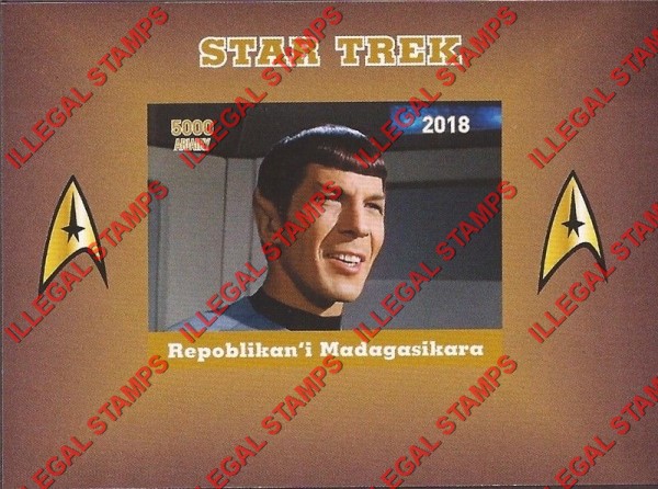 Madagascar 2018 Star Trek Spock Illegal Stamp Souvenir Sheet of 1